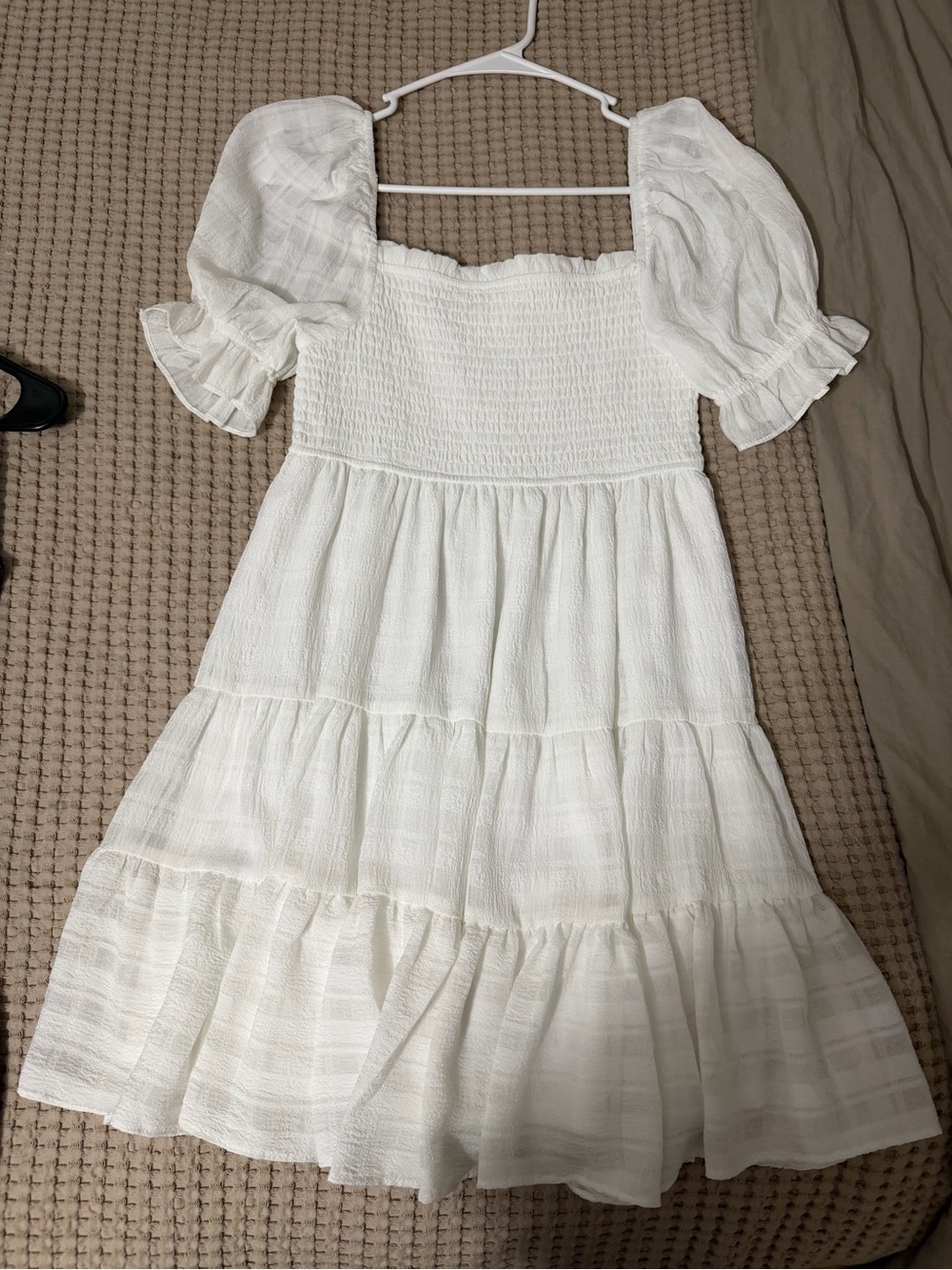 Altar'd State White Puff Sleeve Mini Dress